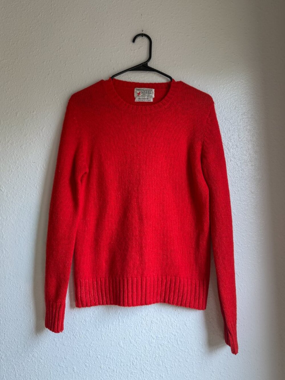 Vintage Bright Red Lambswool Sweater by Shetlander
